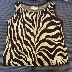 St. John collection zebra design sleeveless knit top